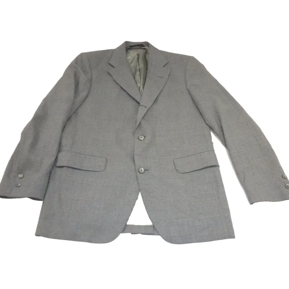 Brooks Brothers Sport Coat Mens 40 Gray Plaid 3 Button Lined Single Vent VTG USA